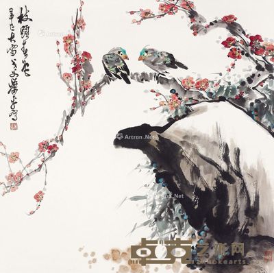 萧平 花鸟 68×68.5cm
