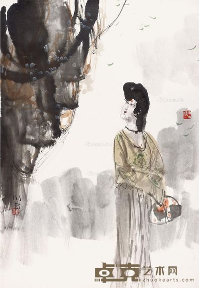 傅小石 唐代美人图 71.5×50cm