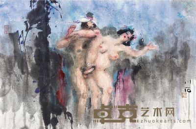 傅小石 游春 45×69cm