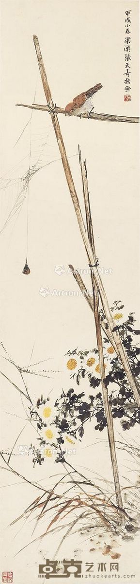 张天奇 指画花鸟 132×32cm