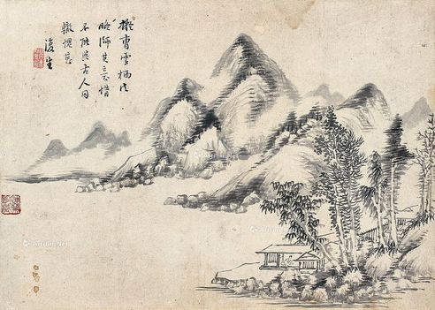 白蕉 仿曹知白山水