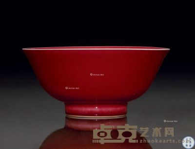 清雍正 祭红釉大碗 直径18.4cm