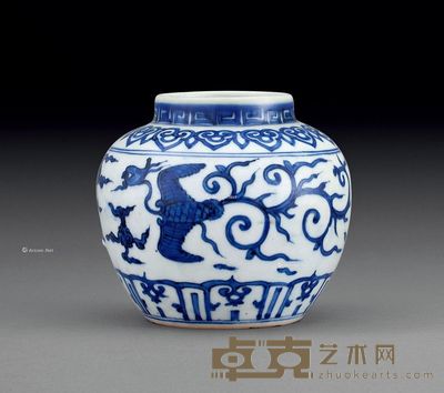 明嘉靖 青花云凤纹小罐 高12.2cm