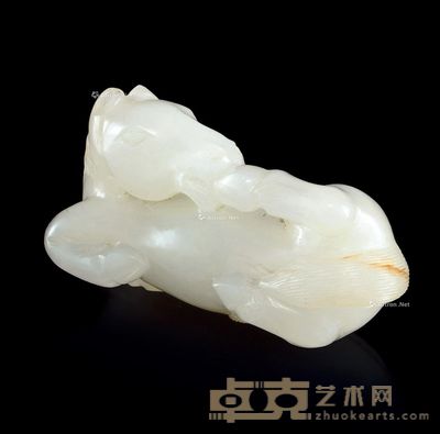 清 白玉雕卧马摆件 长6cm