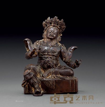 清初 铜天王坐像 高19.6cm
