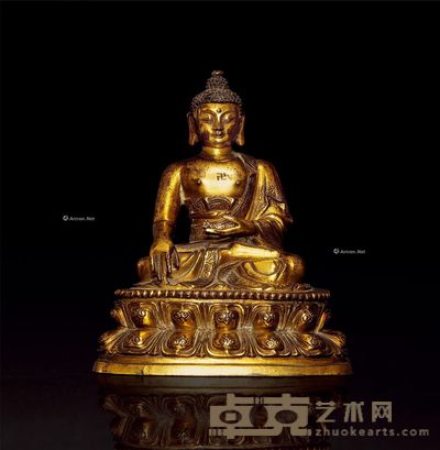 清康熙 铜鎏金释迦牟尼像 高11cm