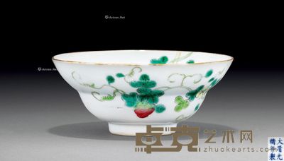 清光绪 粉彩瓜瓞绵绵过枝纹折腰碗 直径11.3cm