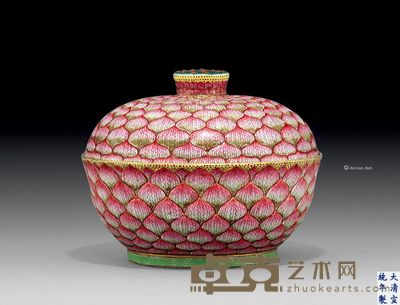 清宣统 粉彩佛莲纹盖碗 直径19.6cm