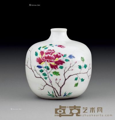 清雍正 粉彩没骨牡丹纹罐 高17.4cm
