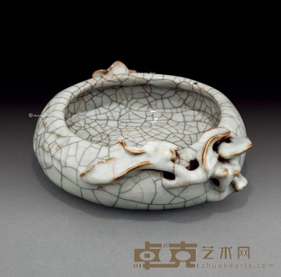 清雍正 仿哥釉石榴形洗 长18.8cm