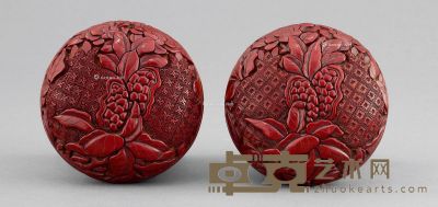 明 铜胎剔红雕石榴纹盖盒 直径8.1cm