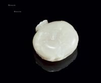 清中期 白玉雕石榴纹盖盒