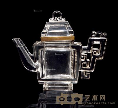 明万历 水晶雕方壶 长17.7cm