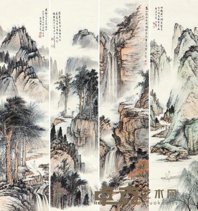 黄君璧 山水 163×38cm×4