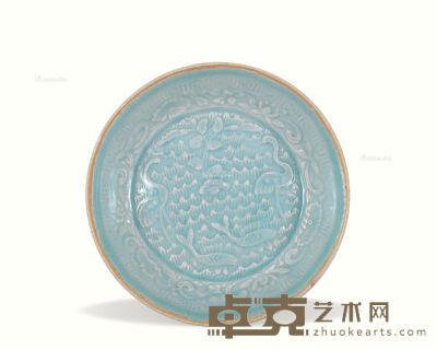 南宋 影青莲塘鹭鸶纹芒口洗 口径14.5cm