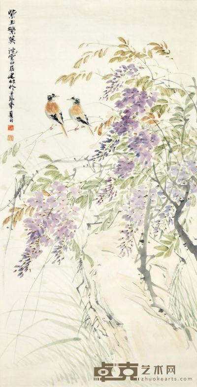 姜建林 紫玉繁英 136×68cm