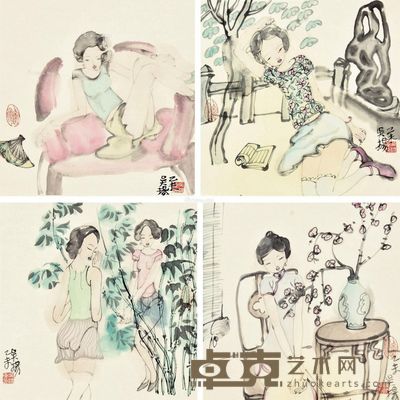 吴扬 少女图 68×68cm×4