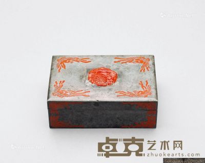 清末民初 山中商会款嵌玛瑙盖盒 长12cm；宽8.8cm；高4.1cm