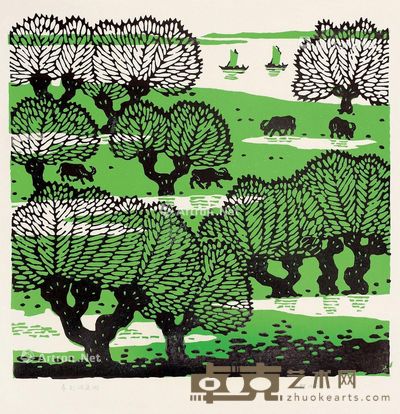 力群 春到洞庭湖 45.5×44cm