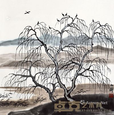 力群 山柳 68×67cm