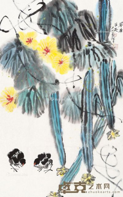 孙海青 翠花含英 96×59.5cm
