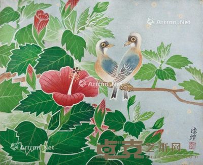 余德煌 1991年 大丽花 胶彩 纸本 37.3×45.5cm