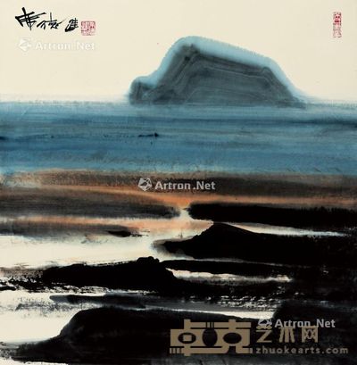 席德进 67.6x66.4 公分 龟山岛 彩墨 纸本 --