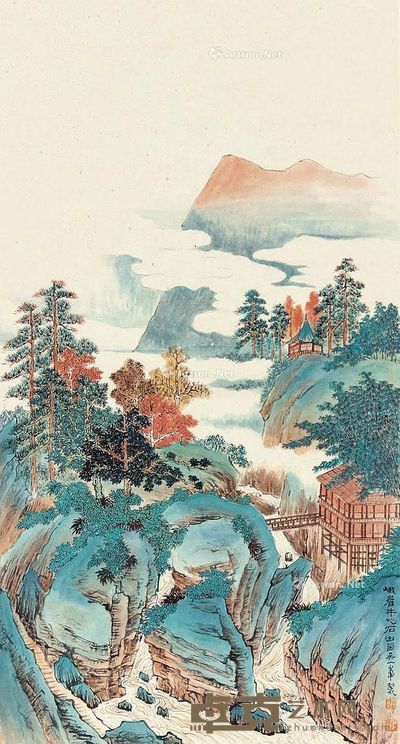 吴一峯 山水 67×36cm