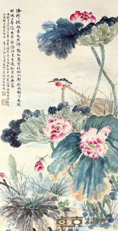 陆抑非 花鸟 111×56cm