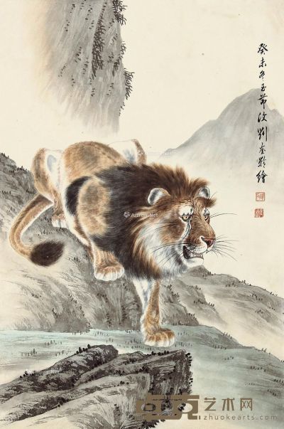 刘奎龄 狮 66×44cm