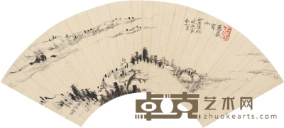 蕙 岩 湖光山色图 52.5×17cm