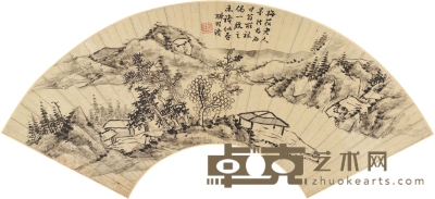 王学浩 湖山小筑图 52.5×17cm