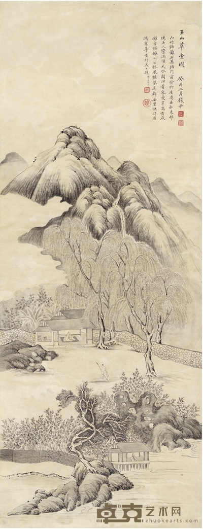 钱 杜 玉山草堂图 123.5×47cm