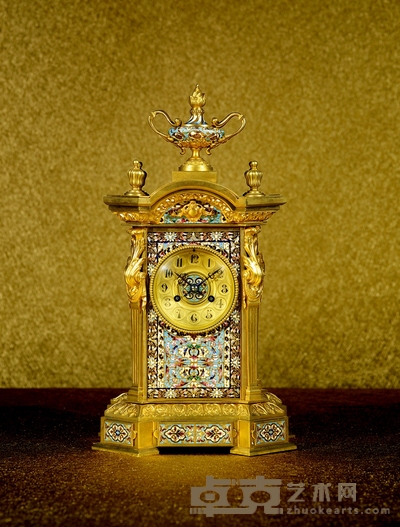 三面珐琅台钟 高:46cm 宽:26cm