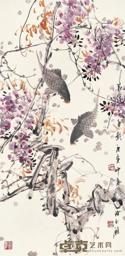 陈永锵 花溪鱼影 137×69cm