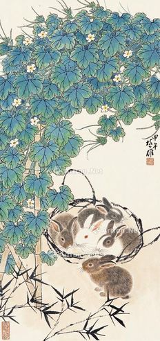 方楚雄 花荫群兔