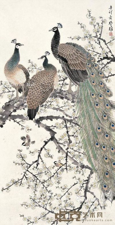 方楚雄 梅花孔雀 138×69cm