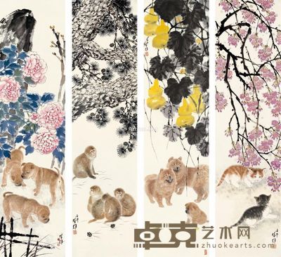 方楚雄 吉祥富贵 138×35cm×4