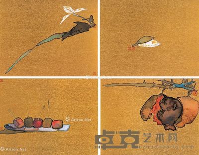 林蓝 四季吉祥 32×40cm×4