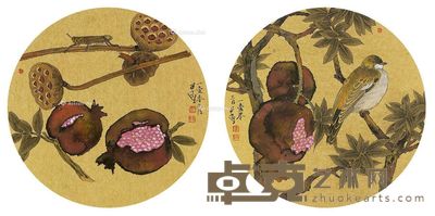 郭子良 花鸟两帧之二 直径34cm×2