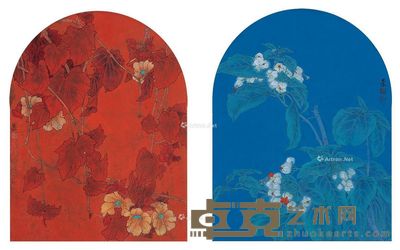 黄丹松 飞春走红·夜·飞春走红·午 44×34cm×2
