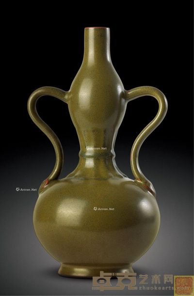 清乾隆 茶叶末釉如意耳葫芦瓶 高26.5cm