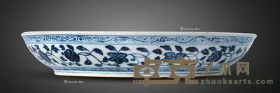 明永乐 青花一束莲纹大盘 直径34.3cm