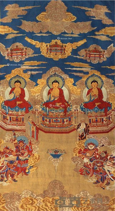 西方三圣挂毯唐卡 长420.0cm;宽172.0cm