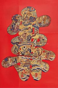 金线寿字绣品