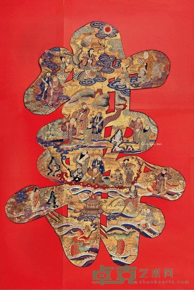 金线寿字绣品 长142.0cm；宽105.0cm