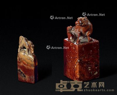 清 寿山石马钮章 （两件） 直径3.1cm；高5.2cm；直径2.1cm；高7.4cm