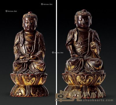 木漆金释迦牟尼 （两件） 高17.2cm