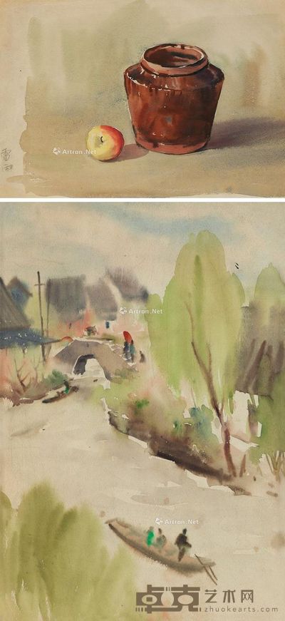 雷雨 静物(双面画) 26.5×38cm;37.5×26cm