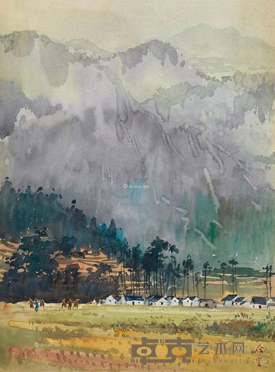 哈定 山村 51×38cm